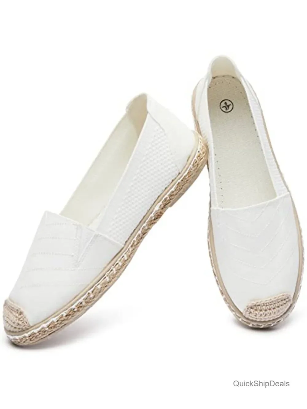 Women's Espadrilles Flats - Breathable Canvas & Mesh Slip On Shoes with Memory